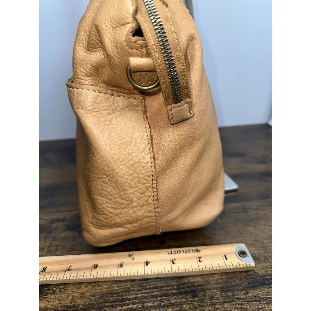 American Leather Co Tan Satchel Shoulder Crossbody Bag Large Genuine Leather